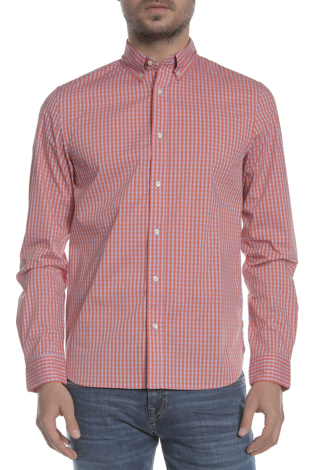 Ανδρικά/Ρούχα/Πουκάμισα/Μακρυμάνικα SCOTCH & SODA - Ανδρικό πουκάμισο REGULAR FIT - Classic BB-check κόκκινο