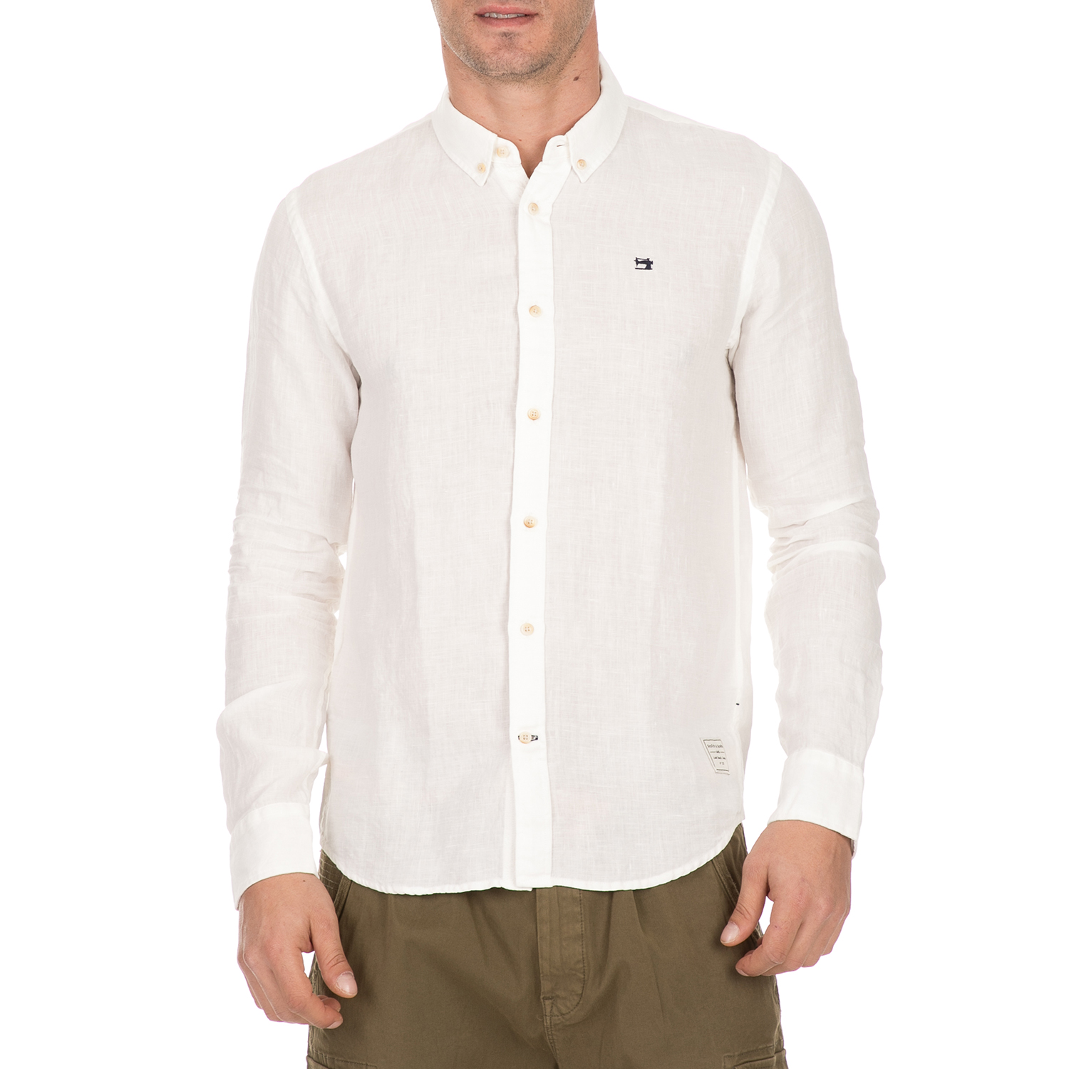 Ανδρικά/Ρούχα/Πουκάμισα/Μακρυμάνικα SCOTCH & SODA - Ανδρικό λινό πουκάμισο SCOTCH & SODA λευκό