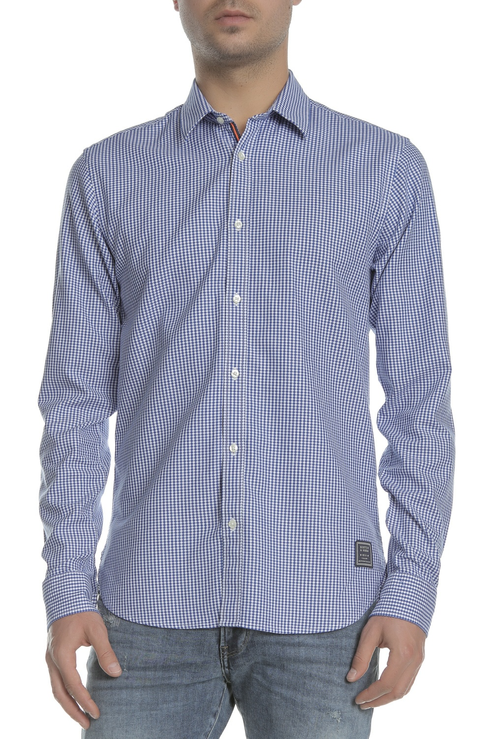 Ανδρικά/Ρούχα/Πουκάμισα/Μακρυμάνικα SCOTCH & SODA - Ανδρικό μακρυμάνικο πουκάμισο SCOTCH & SODA γαλάζιο-λευκό
