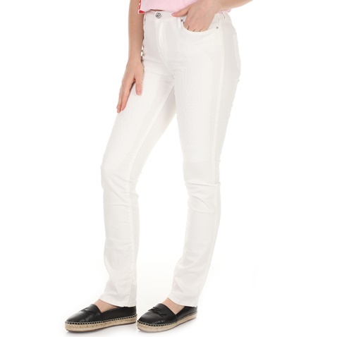 KARL LAGERFELD-Γυναικείο jean παντελόνι KARL LAGERFELD λευκό