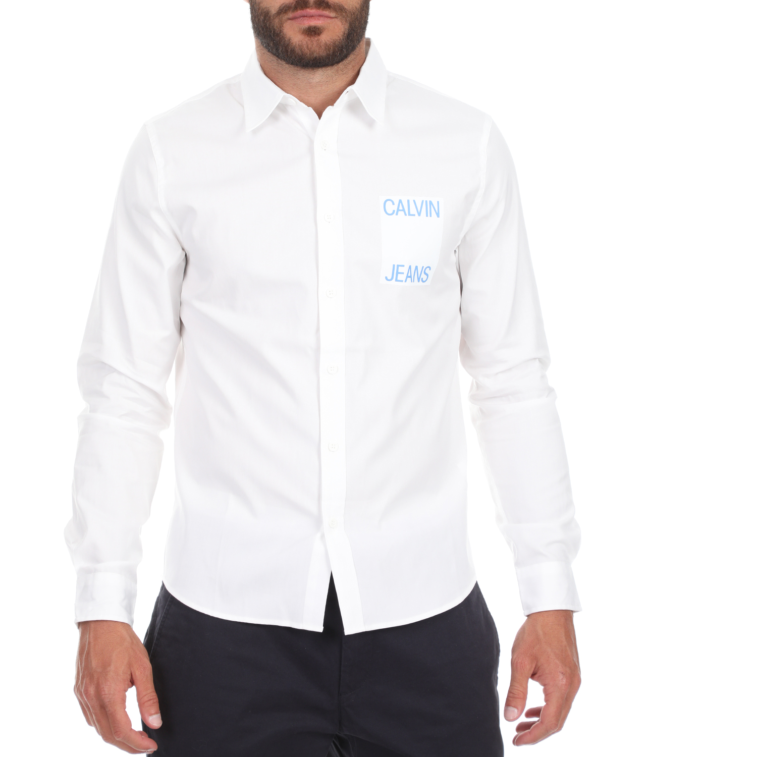 CALVIN KLEIN JEANS - Ανδρικό πουκάμισο CALVIN KLEIN JEANS λευκό