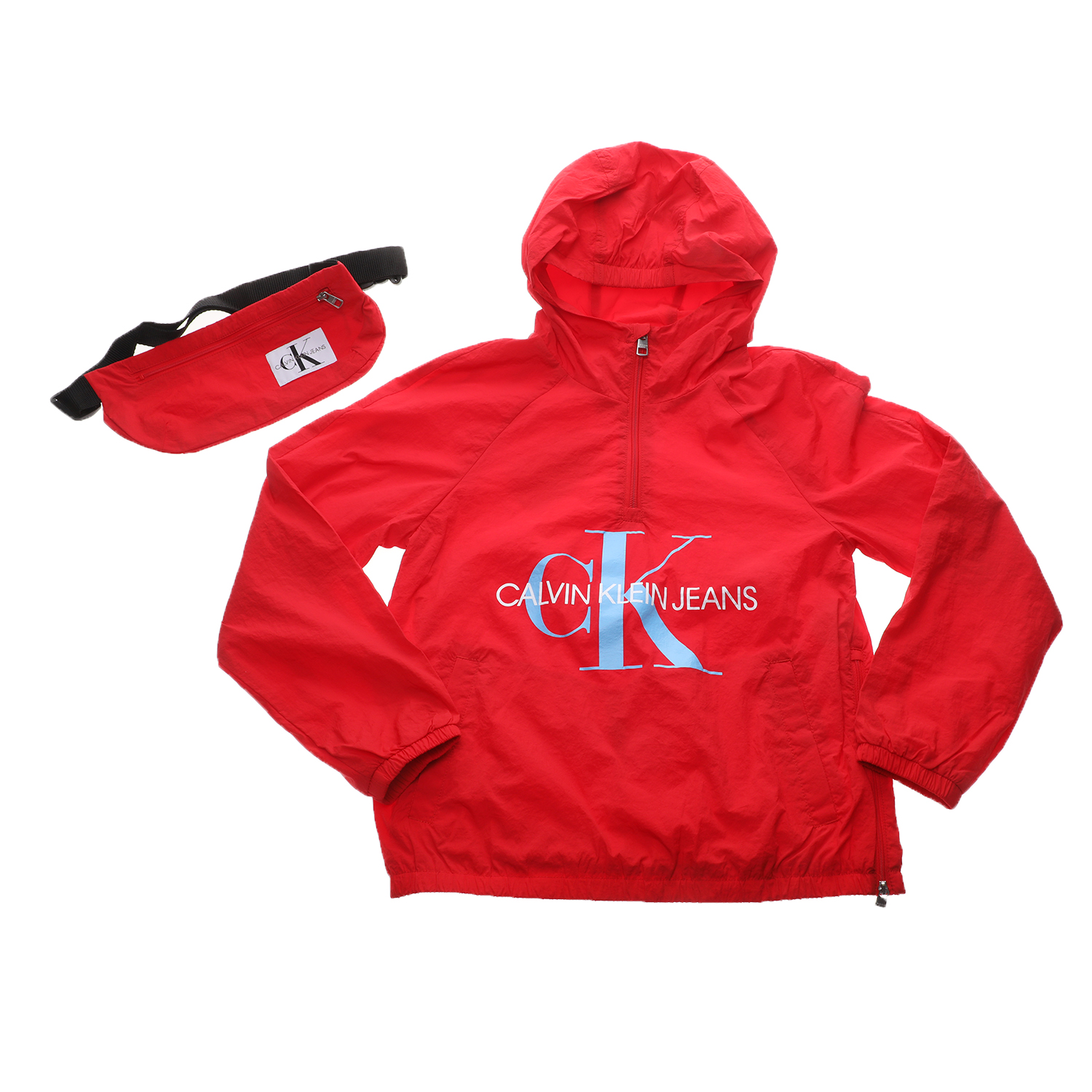 Παιδικά/Girls/Ρούχα/Πανωφόρια CALVIN KLEIN JEANS KIDS - Παιδικό αντιανεμικό jacket και τσαντάκι CALVIN KLEIN JEANS KIDS κόκκινο