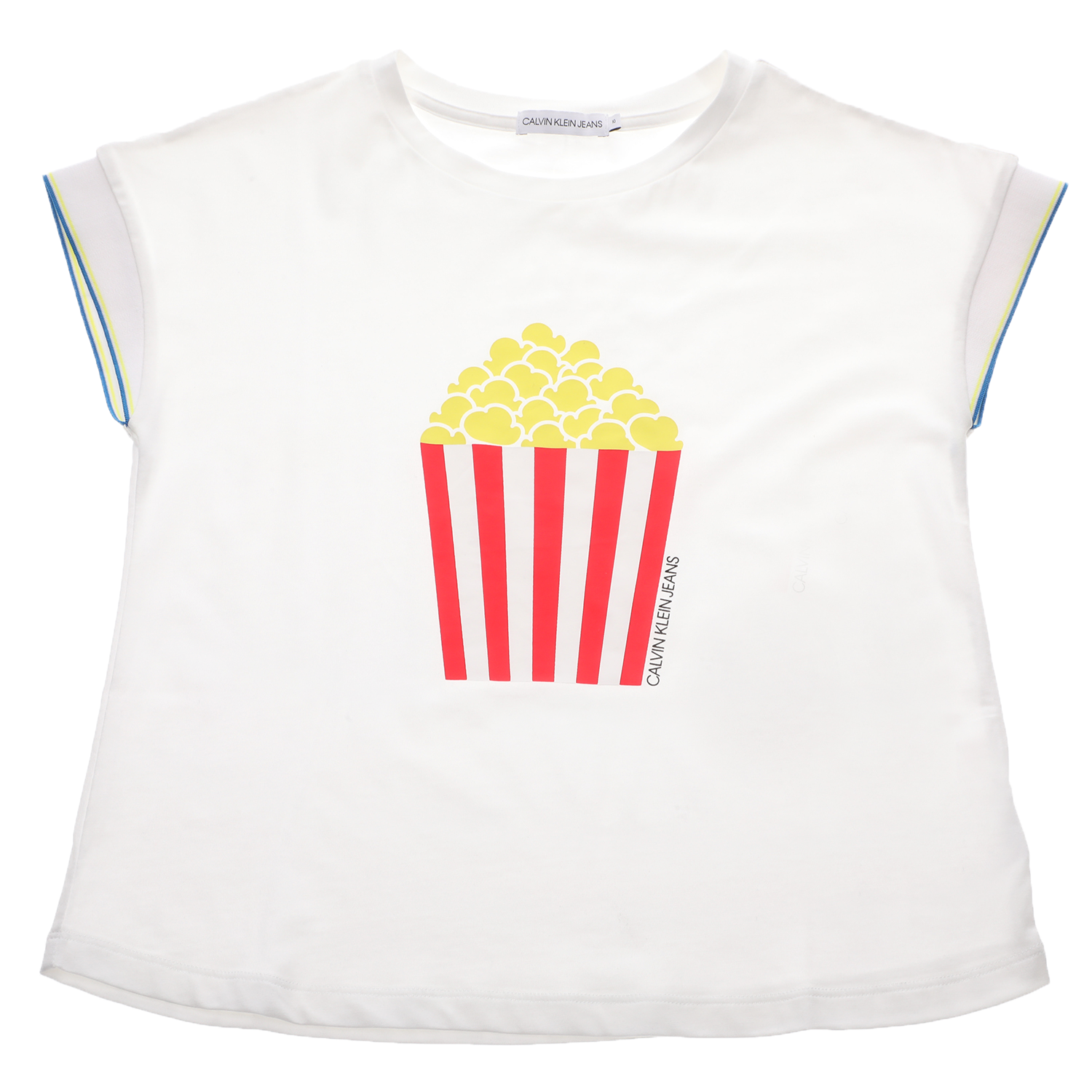 Παιδικά/Girls/Ρούχα/Μπλούζες Κοντομάνικες-Αμάνικες CALVIN KLEIN JEANS KIDS - Παιδική μπλούζα CALVIN KLEIN JEANS FLOWY FUN ICON λευκό κόκκινο