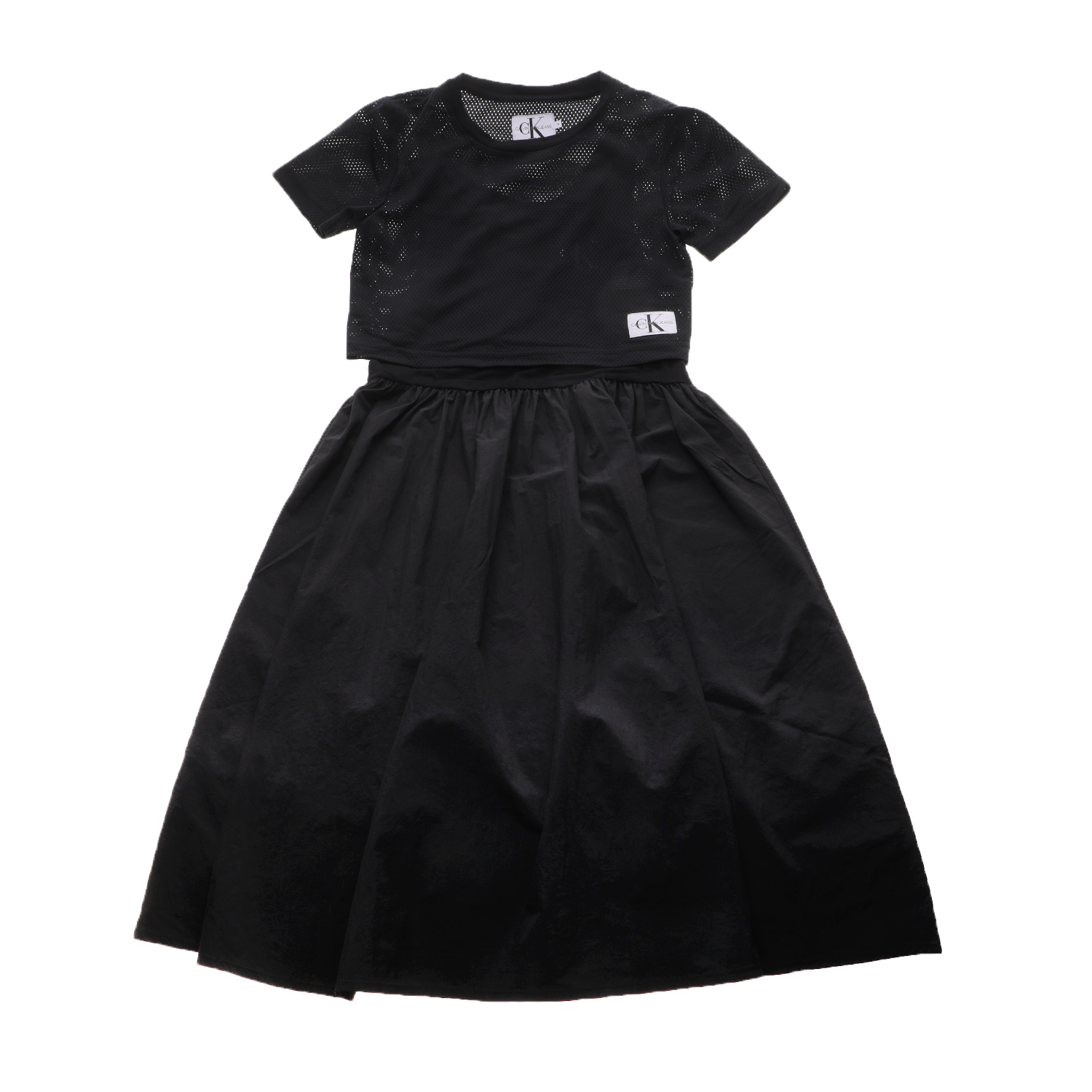 Παιδικά/Girls/Ρούχα/Φορέματα Κοντομάνικα-Αμάνικα CALVIN KLEIN JEANS KIDS - Παιδικό midi φόρεμα 2 σε 1 CALVIN KLEIN JEANS KIDS μαύρο