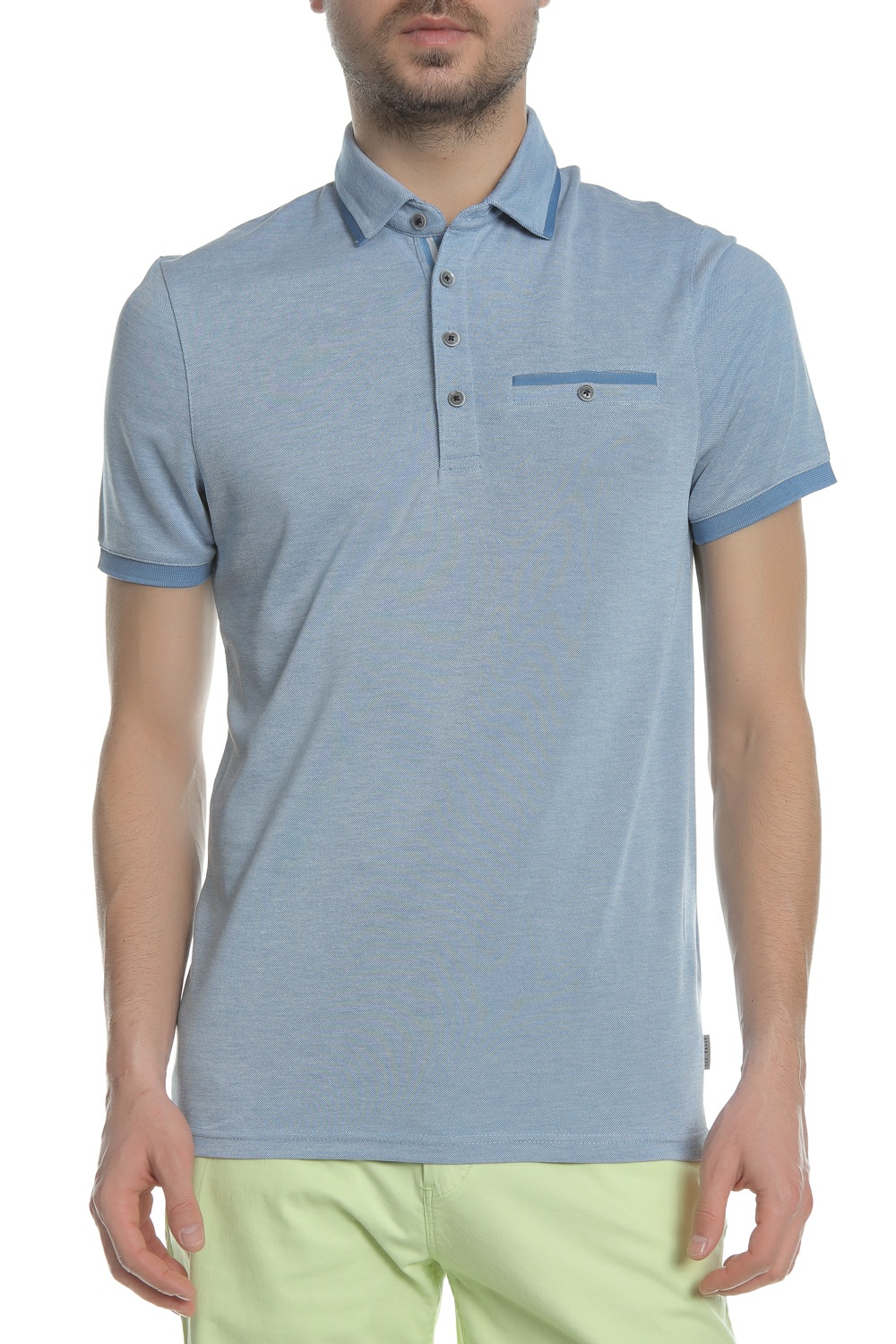 Ανδρικά/Ρούχα/Μπλούζες/Πόλο TED BAKER - Ανδρικό πόλο t-shirt TED BAKER JAKTURC SOFT TOUCH γαλάζιο