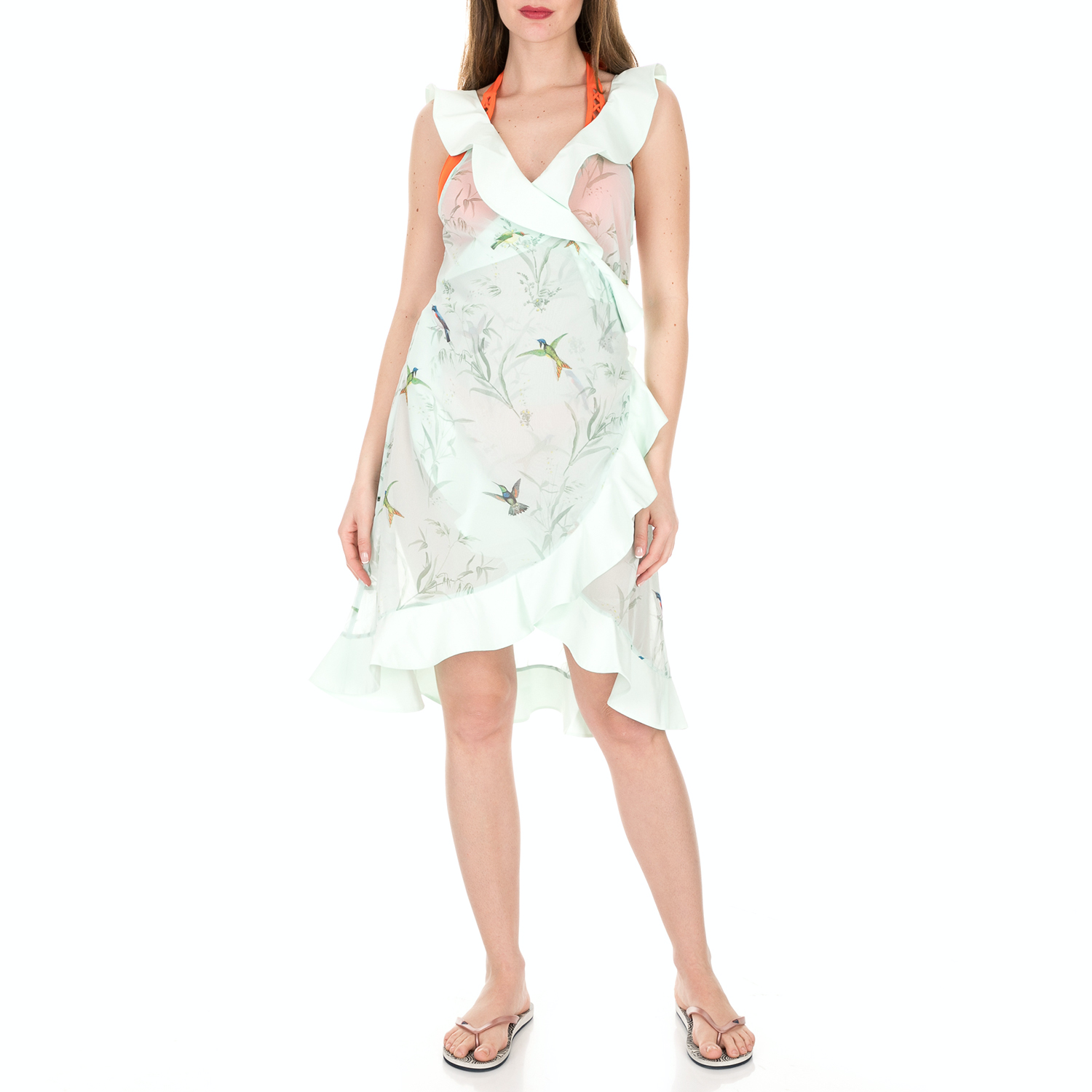 TED BAKER - Γυναικείο κρουαζέ φόρεμα παραλίας TED BAKER DAISLEE FORTUNE λευκό Γυναικεία/Ρούχα/Beachwear
