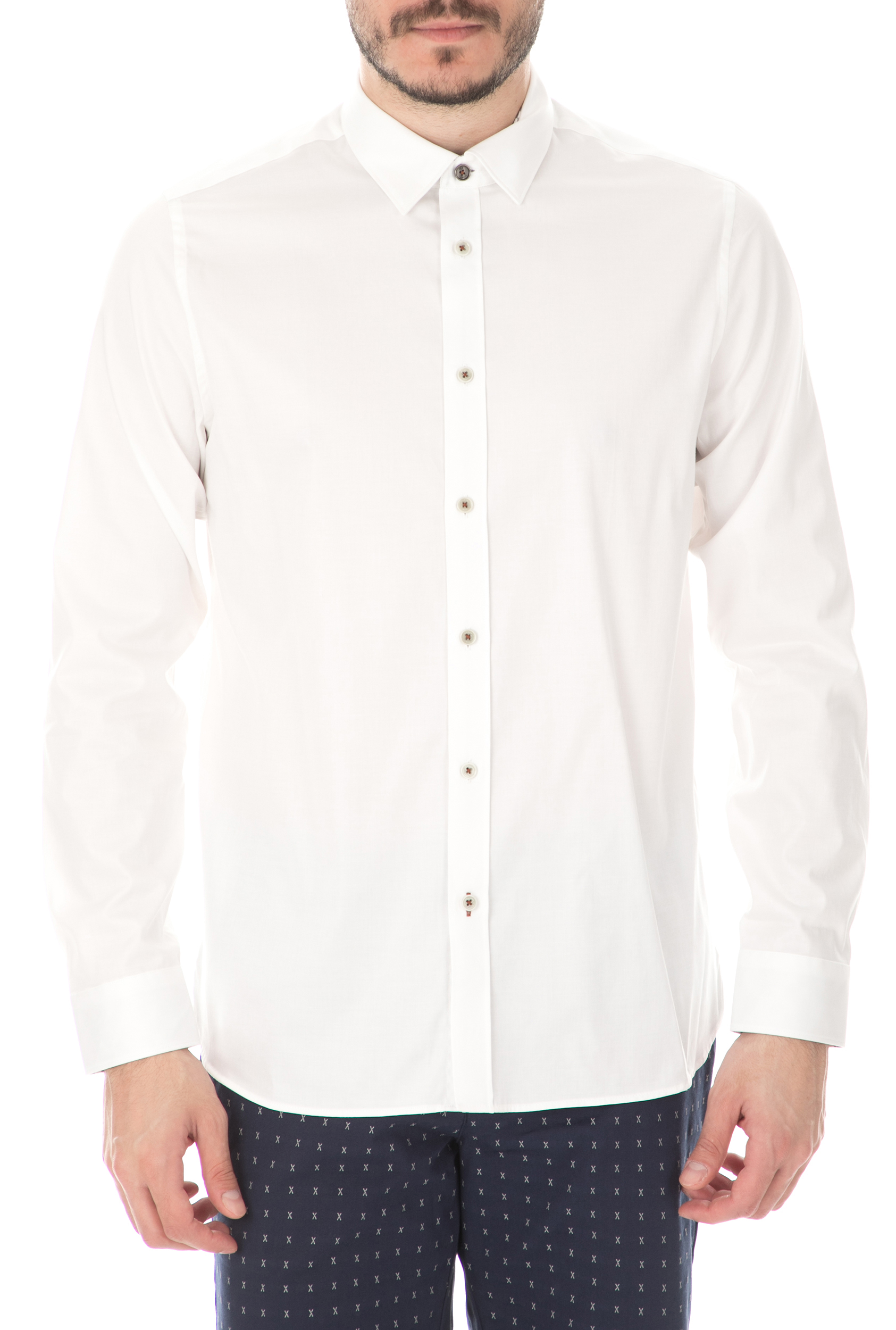 Ανδρικά/Ρούχα/Πουκάμισα/Μακρυμάνικα TED BAKER - Ανδρικό πουκάμιο TED BAKER λευκό
