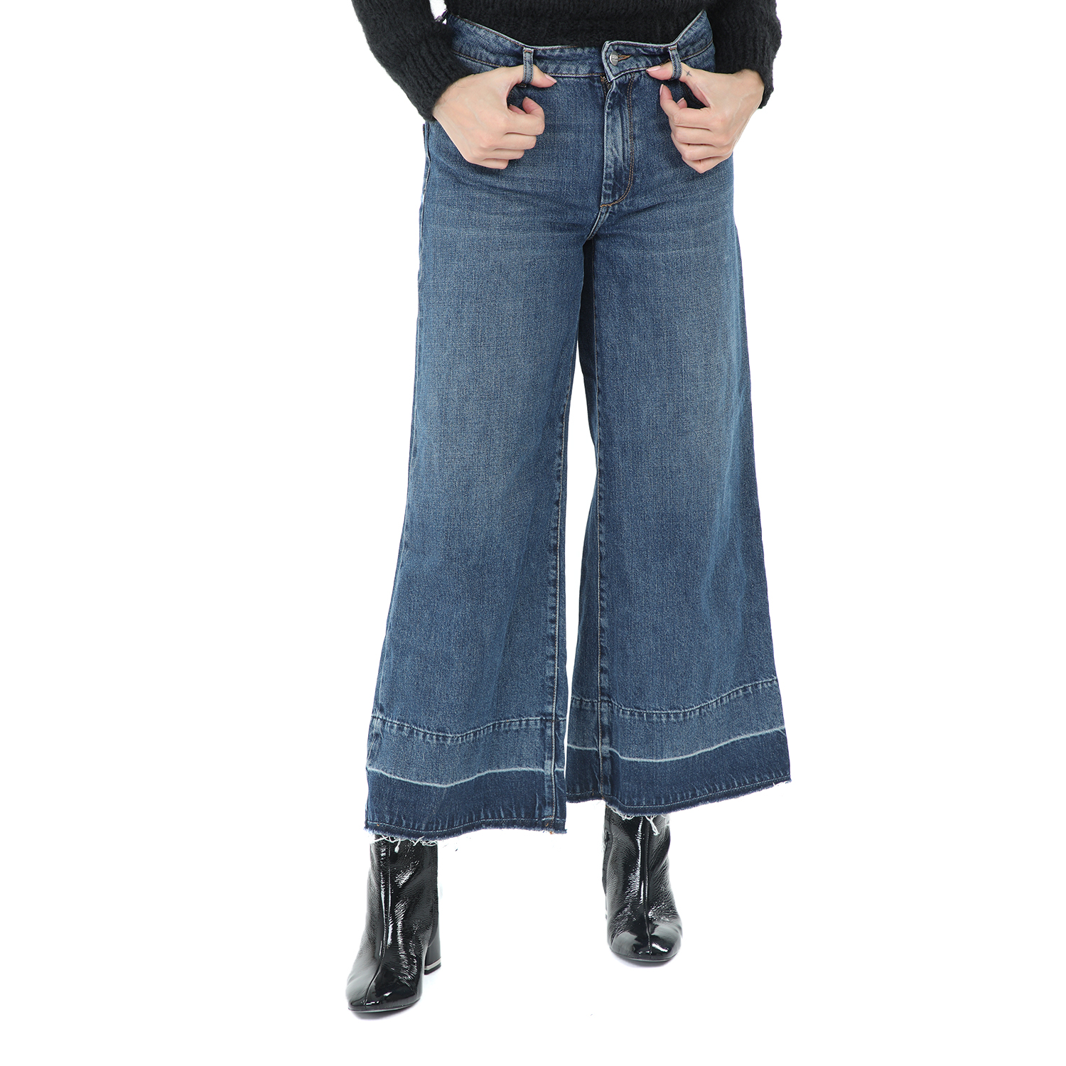Γυναικεία/Ρούχα/Τζίν/Καμπάνες REIKO - Γυναικείο cropped jean παντελόνι REIKO μπλε