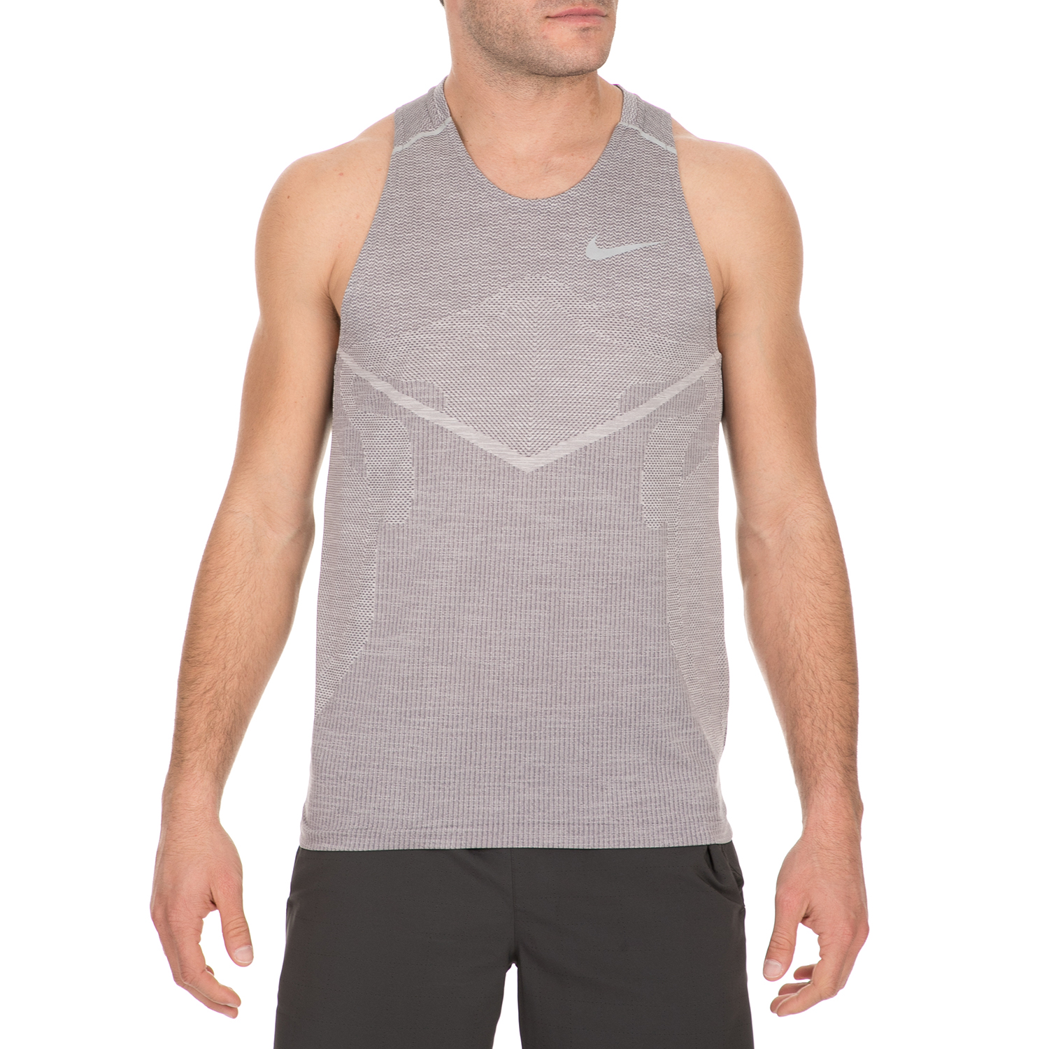 Ανδρικά/Ρούχα/Αθλητικά/T-shirt NIKE - Ανδρική αμάνικη μπλούζα NIKE TECHKNIT ULTRA γκρι