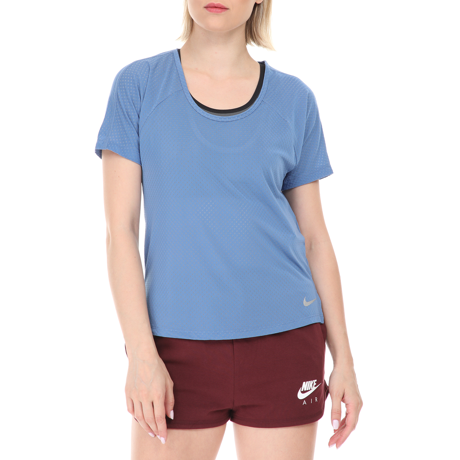 Γυναικεία/Ρούχα/Αθλητικά/T-shirt-Τοπ NIKE - Γυναικείο αθλητικό top NIKE BREATHE MILER μπλε