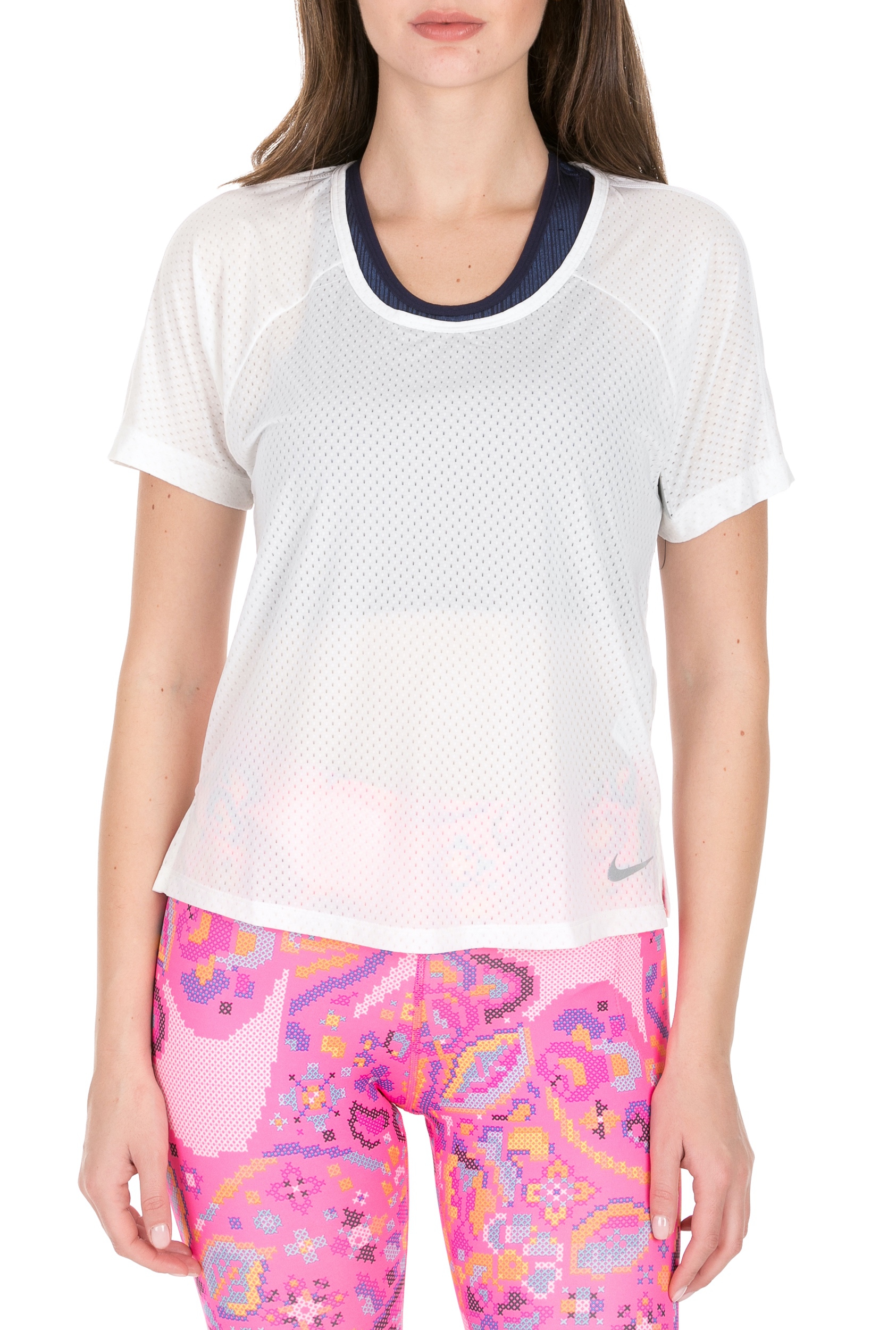 NIKE - Γυναικεία μπλούζα NIKE MILER TOP λευκή Γυναικεία/Ρούχα/Αθλητικά/T-shirt-Τοπ