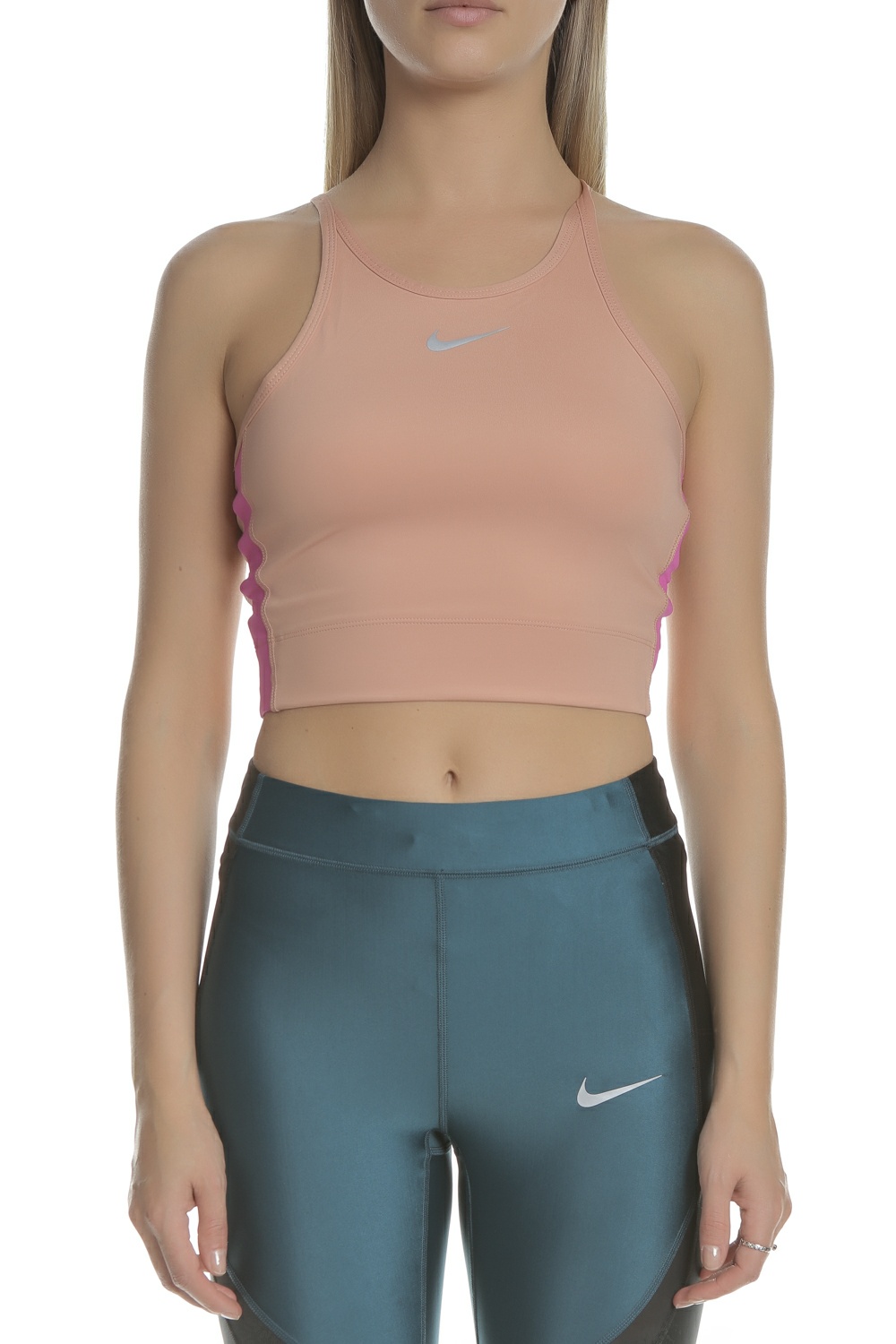 NIKE - Γυναικείο αθλητικό crop top NIKE σομόν Γυναικεία/Ρούχα/Αθλητικά/T-shirt-Τοπ
