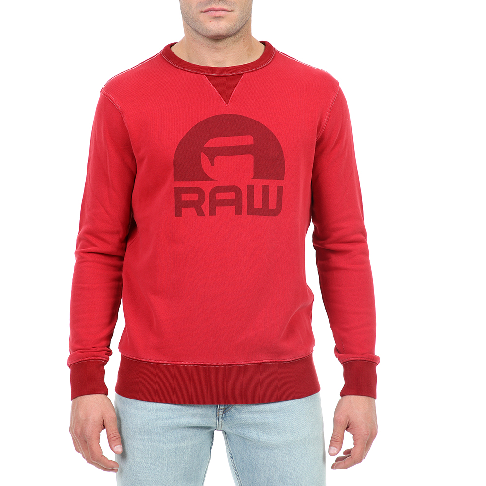 G-STAR RAW - Ανδρική φούτερ μπλούζα G-STAR RAW GRAPHIC 2 CORE R SW κόκκινη Ανδρικά/Ρούχα/Μπλούζες/Μακρυμάνικες