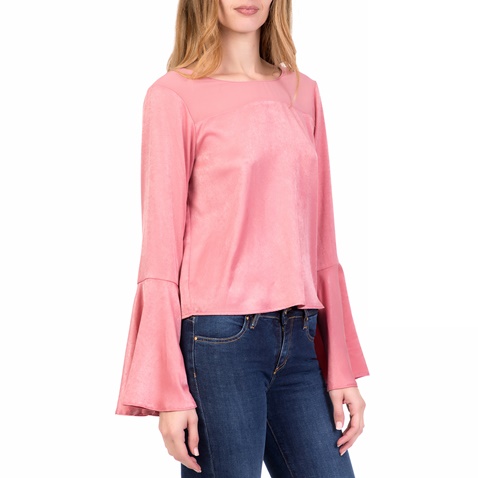 SILVIAN HEACH-Γυναικεία μακρυμάνικη μπλούζα με βολάν TEMPERLIA SILVIAN HEACH ροζ