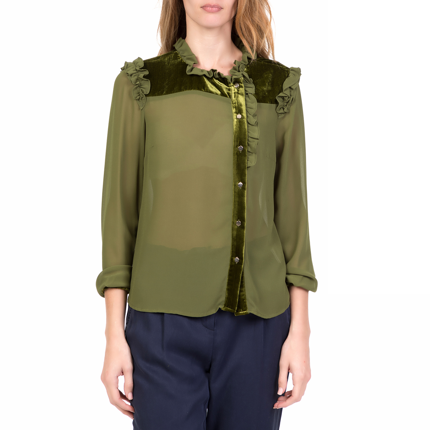 SILVIAN HEACH - Γυναικείο μακρυμάνικο πουκάμισο HIRBESSILVIAN HEACH πράσινο Γυναικεία/Ρούχα/Πουκάμισα/Μακρυμάνικα