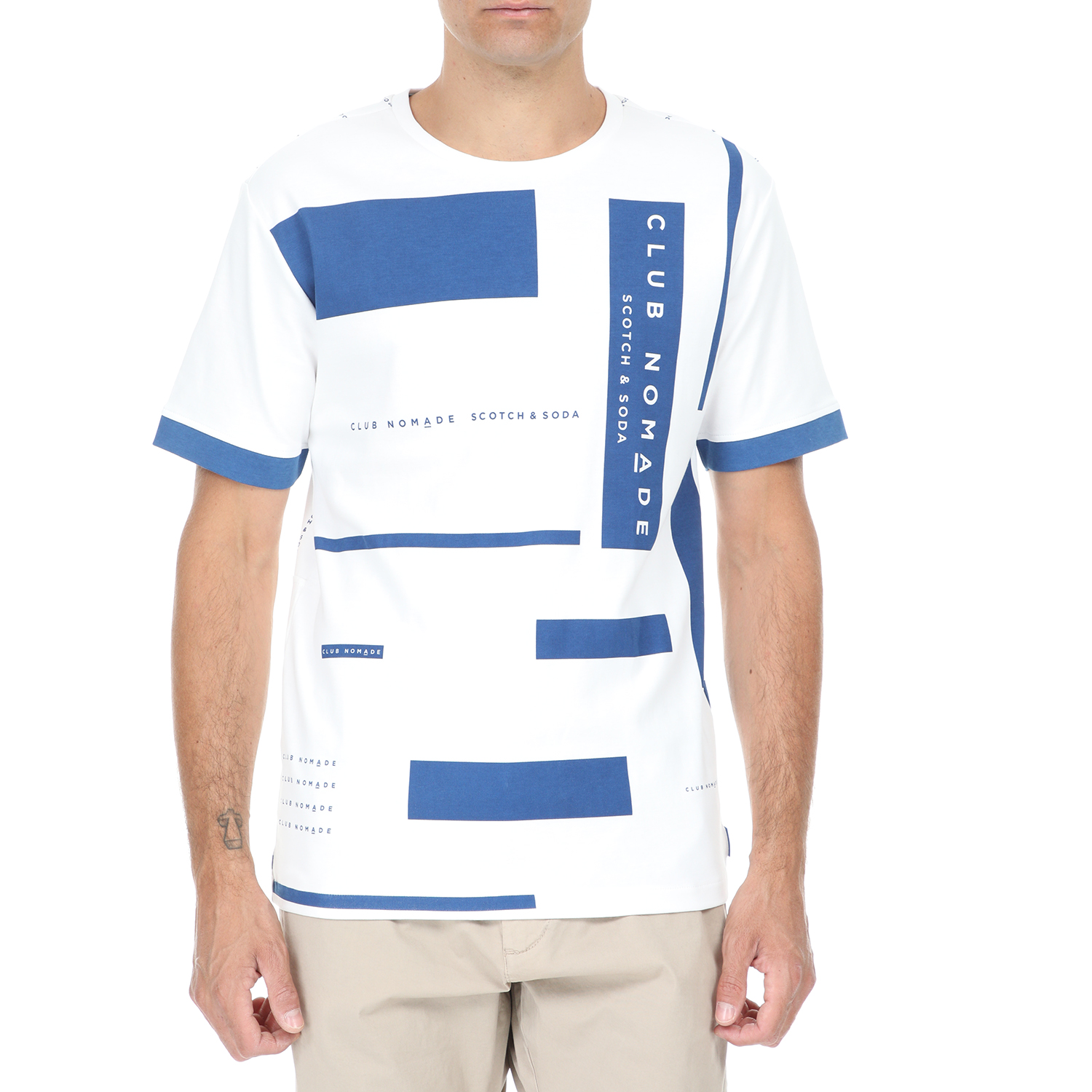 Ανδρικά/Ρούχα/Μπλούζες/Κοντομάνικες SCOTCH & SODA - Ανδρικό t-shirt SCOTCH & SODA Club Nomade λευκό μπλε