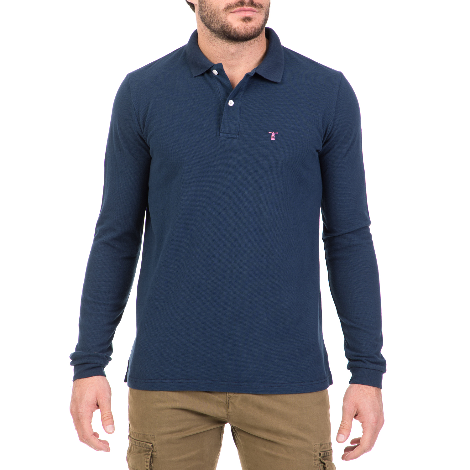Ανδρικά/Ρούχα/Μπλούζες/Πόλο HAMPTONS - Ανδρική μακρυμάνικη πόλο μπλούζα HAMPTONS μπλε