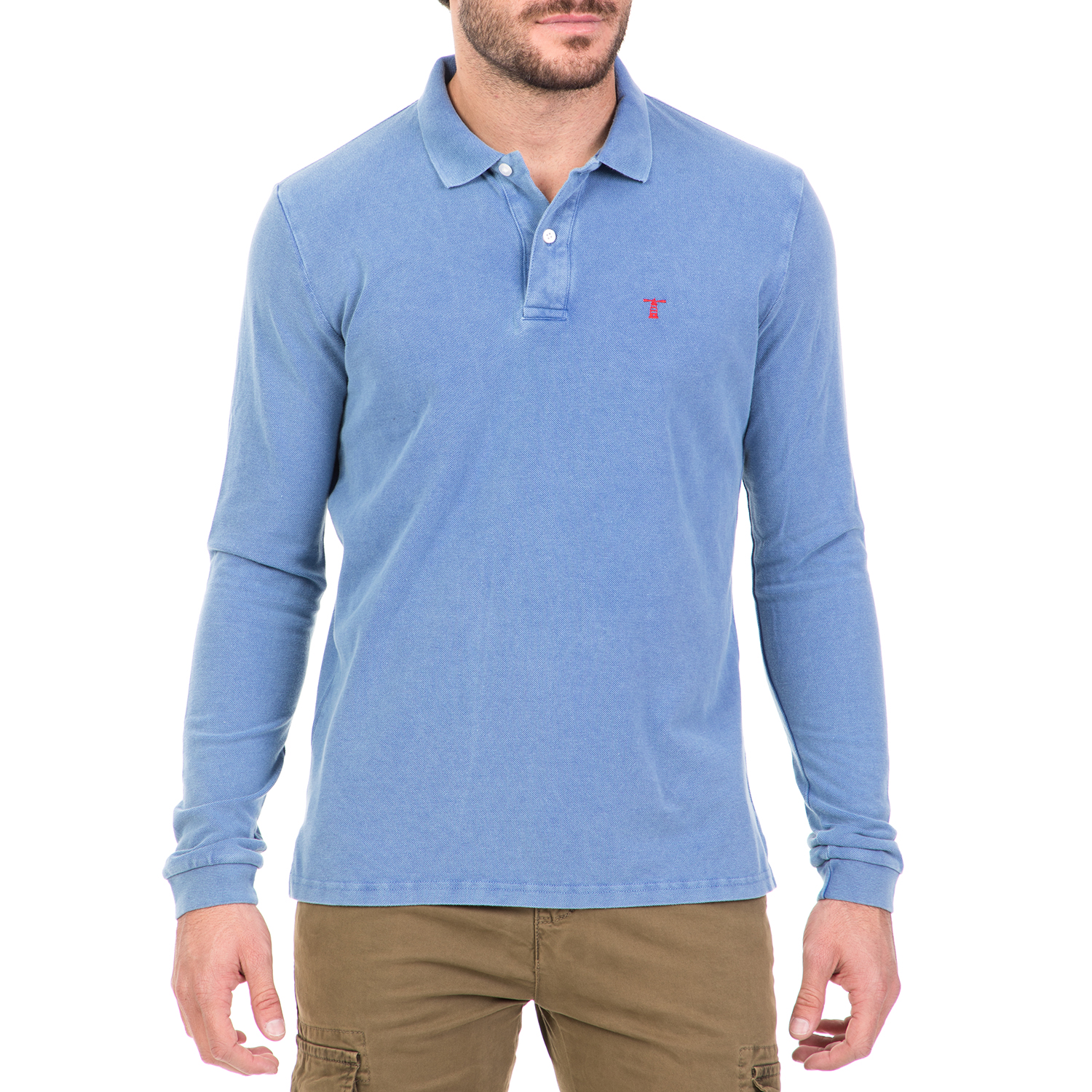 Ανδρικά/Ρούχα/Μπλούζες/Πόλο HAMPTONS - Ανδρική μακρυμάνικη πόλο μπλούζα HAMPTONS γαλάζια