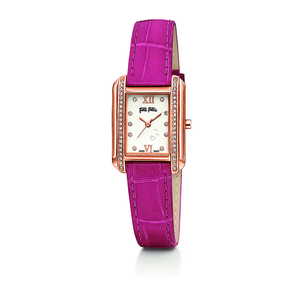 FOLLI FOLLIE - Γυναικείο ρολόι με δερμάτινο λουράκι FOLLI FOLLIE STYLE TALES ροζ Γυναικεία/Αξεσουάρ/Ρολόγια/Δερμάτινα