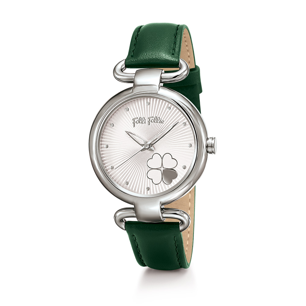 FOLLI FOLLIE Γυναικείο ρολόι με δερμάτινο λουράκι FOLLI FOLLIE HEART 4 HEART πράσινο