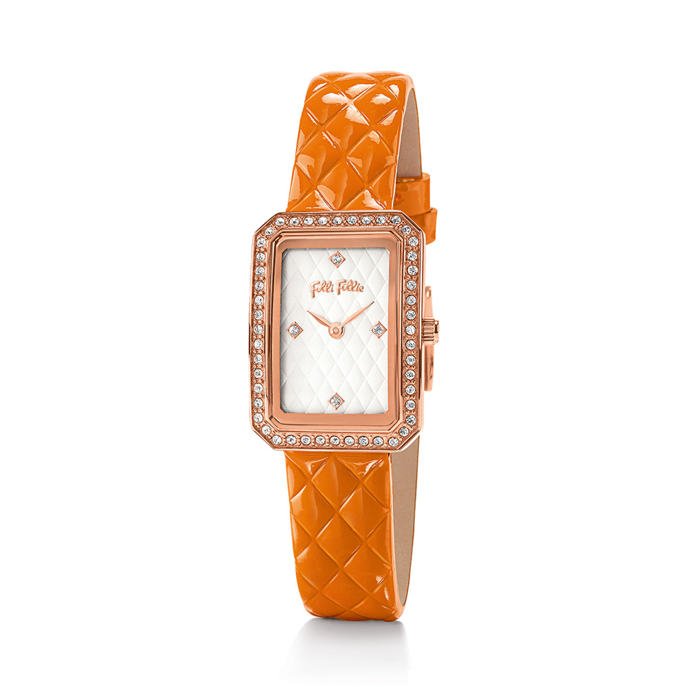 FOLLI FOLLIE Γυναικείο ρολόι με δερμάτινο λουράκι FOLLI FOLLIE STYLE CODE πορτοκαλί