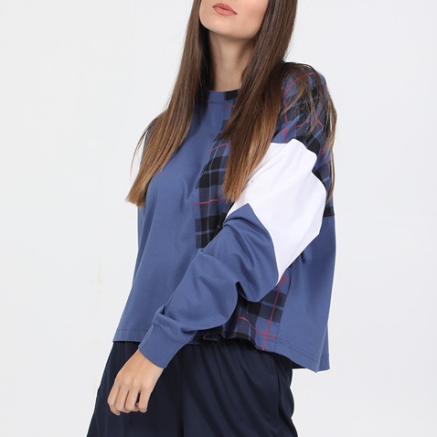 NIKE-Γυναικεία φούτερ μπλούζα NIKE NSW TOP LS PLAID μπλε
