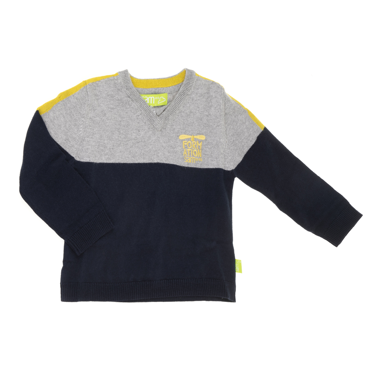 Παιδικά/Boys/Ρούχα/Πλεκτά-Ζακέτες SAM 0-13 - Αγορίστικο πουλόβερ με V SAM 0-13 γκρι-μπλε