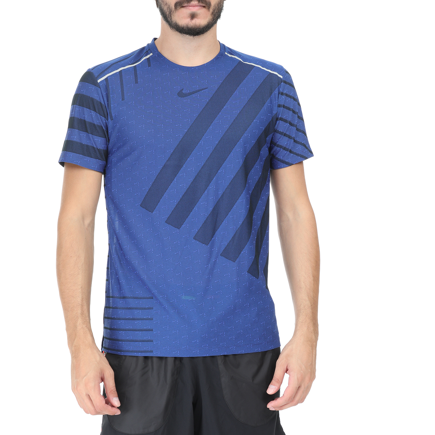 Ανδρικά/Ρούχα/Αθλητικά/T-shirt NIKE - Ανδρικό t-shirt NIKE TECH KNIT COOL SS NV μπλε