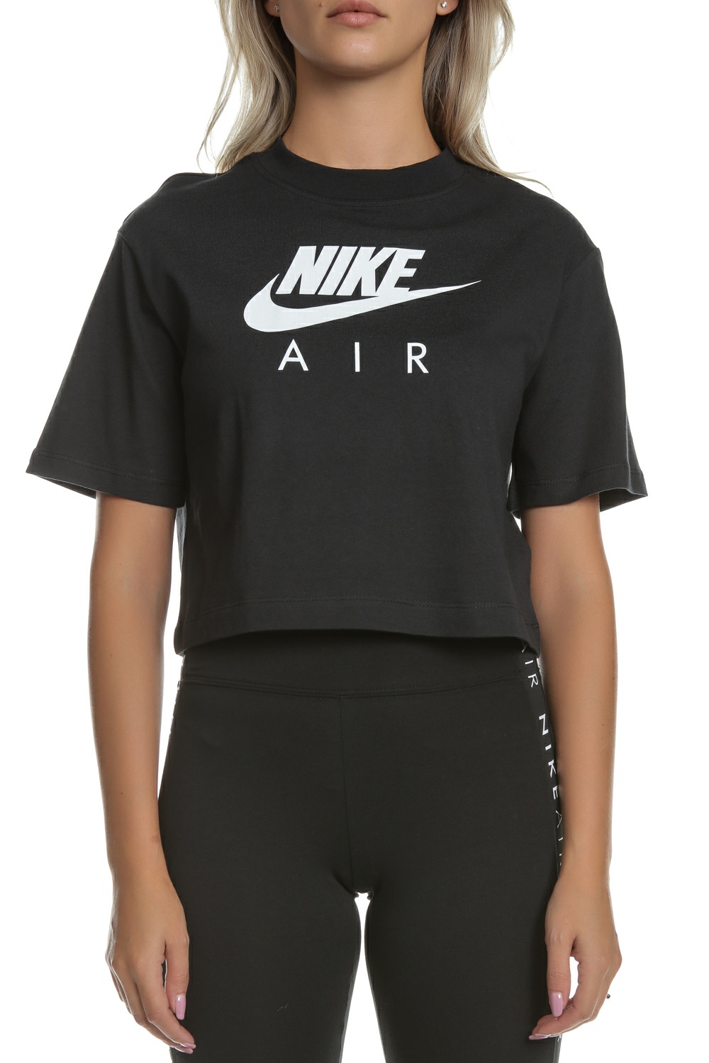 Γυναικεία/Ρούχα/Αθλητικά/T-shirt-Τοπ NIKE - Γυναικείο cropped t-shirt NIKE NSW AIR TOP SS μαύρο