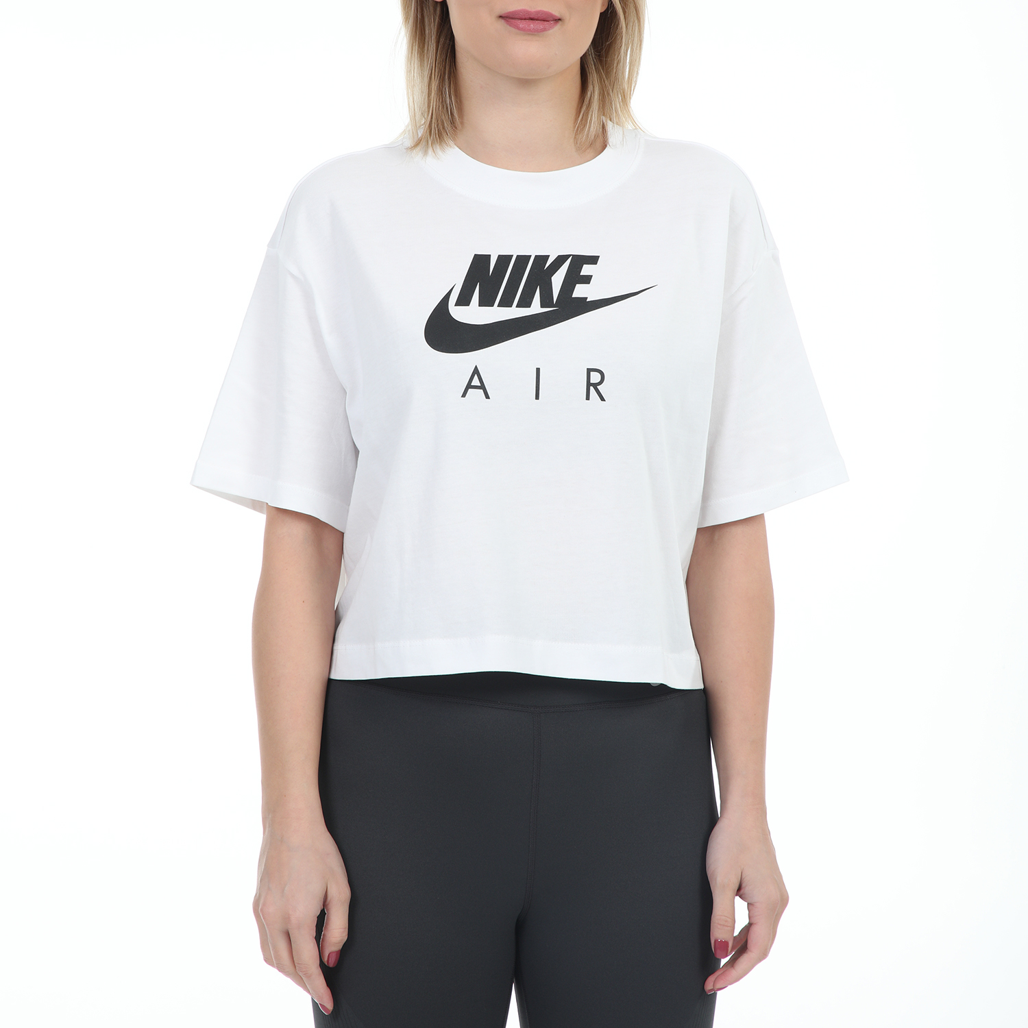 Γυναικεία/Ρούχα/Αθλητικά/T-shirt-Τοπ NIKE - Γυναικείο αθλητικό cropped t-shirt NIKE NSW AIR TOP λευκό