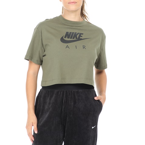 NIKE-Γυναικεία κοντομάνικη μπλούζα NIKE NSW AIR TOP λαδί