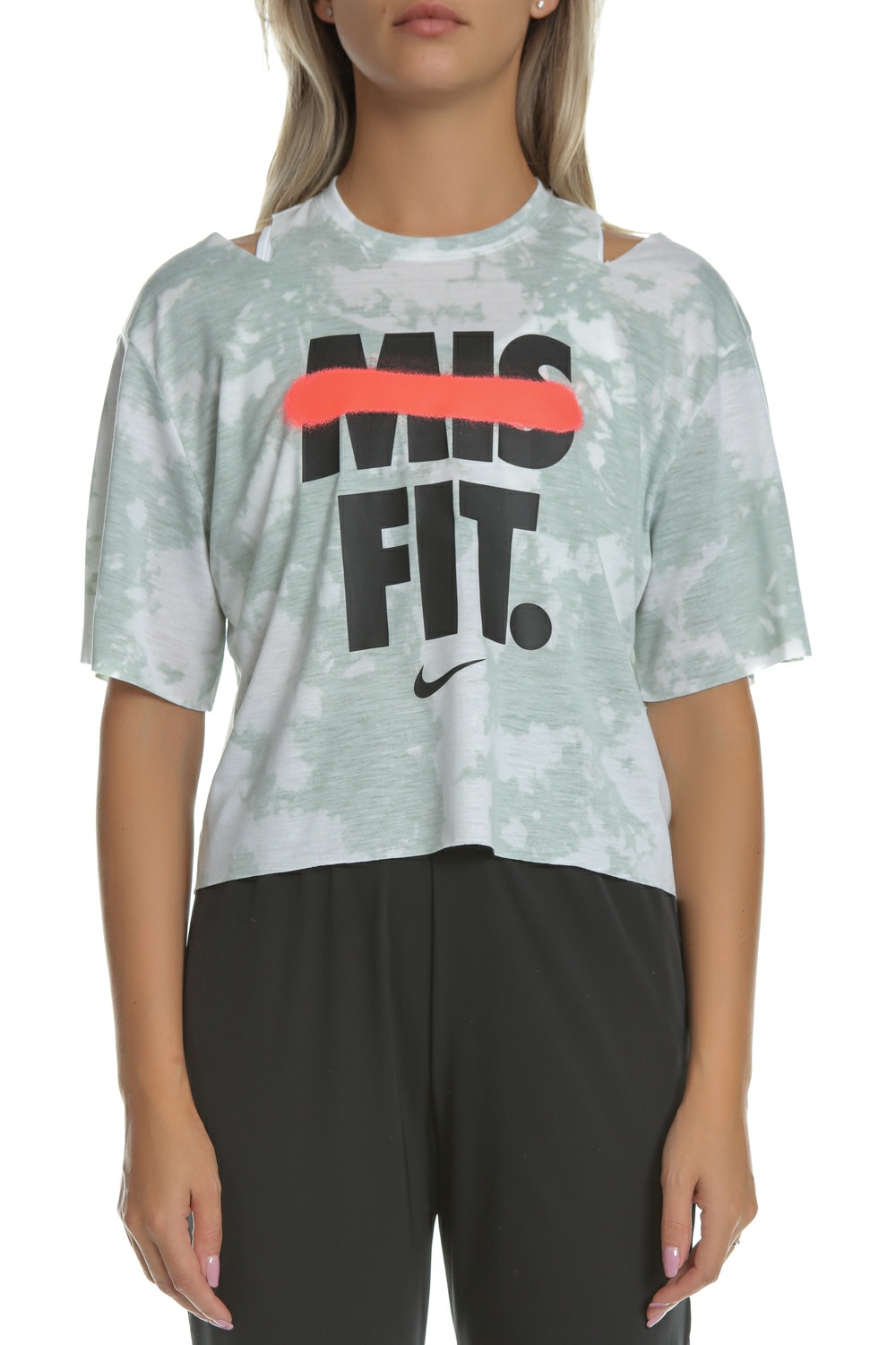 NIKE - Γυναικείο κοντομάνικο μπλουζάκι Nike Graphic Training Top γκρι Γυναικεία/Ρούχα/Αθλητικά/T-shirt-Τοπ