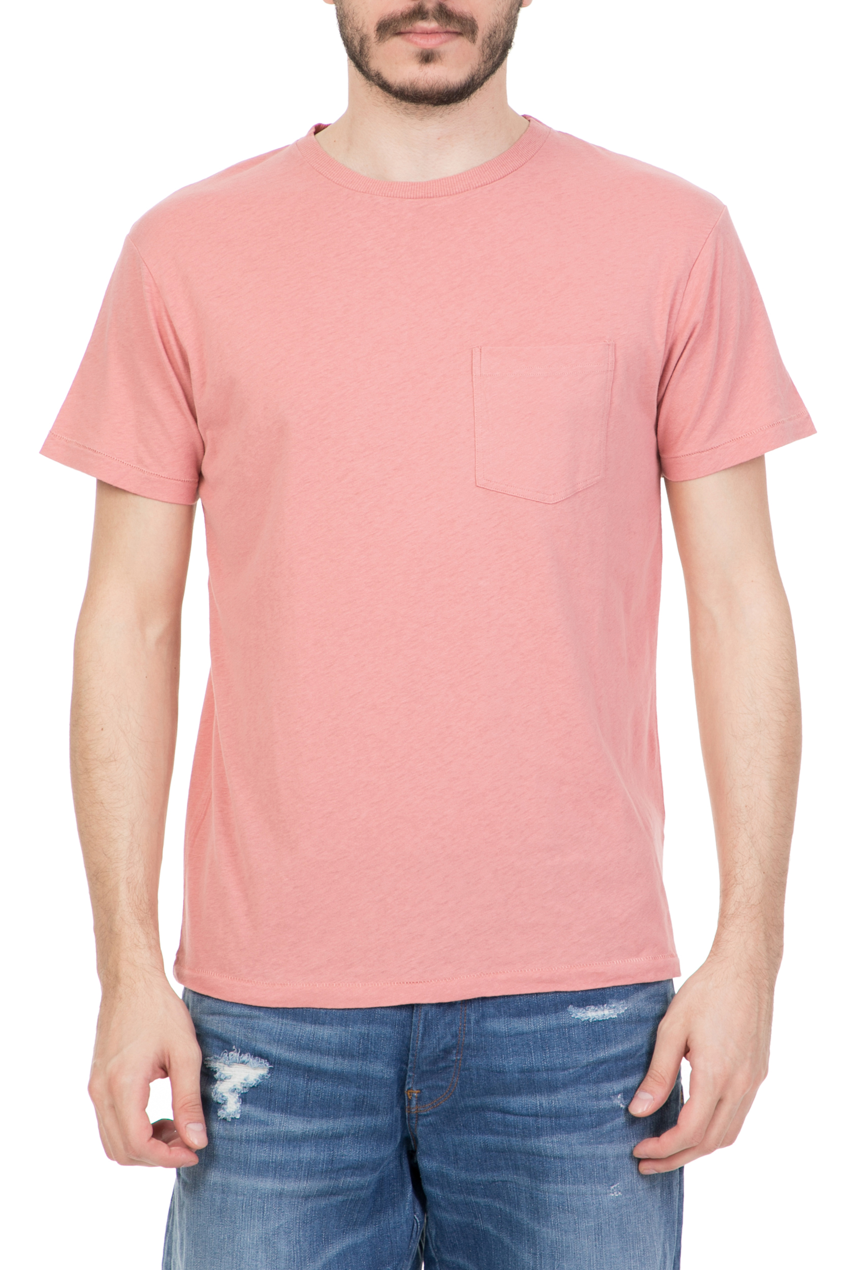 AMERICAN VINTAGE Ανδρική κοντομάνικη μπλούζα AMERICAN VINTAGE ροζ