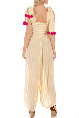 SUNDRESS-Γυναικεία ολόσωμη φόρμα SUNDRESS PIPPAJUMPE ριγέ κίτρινο λευκό