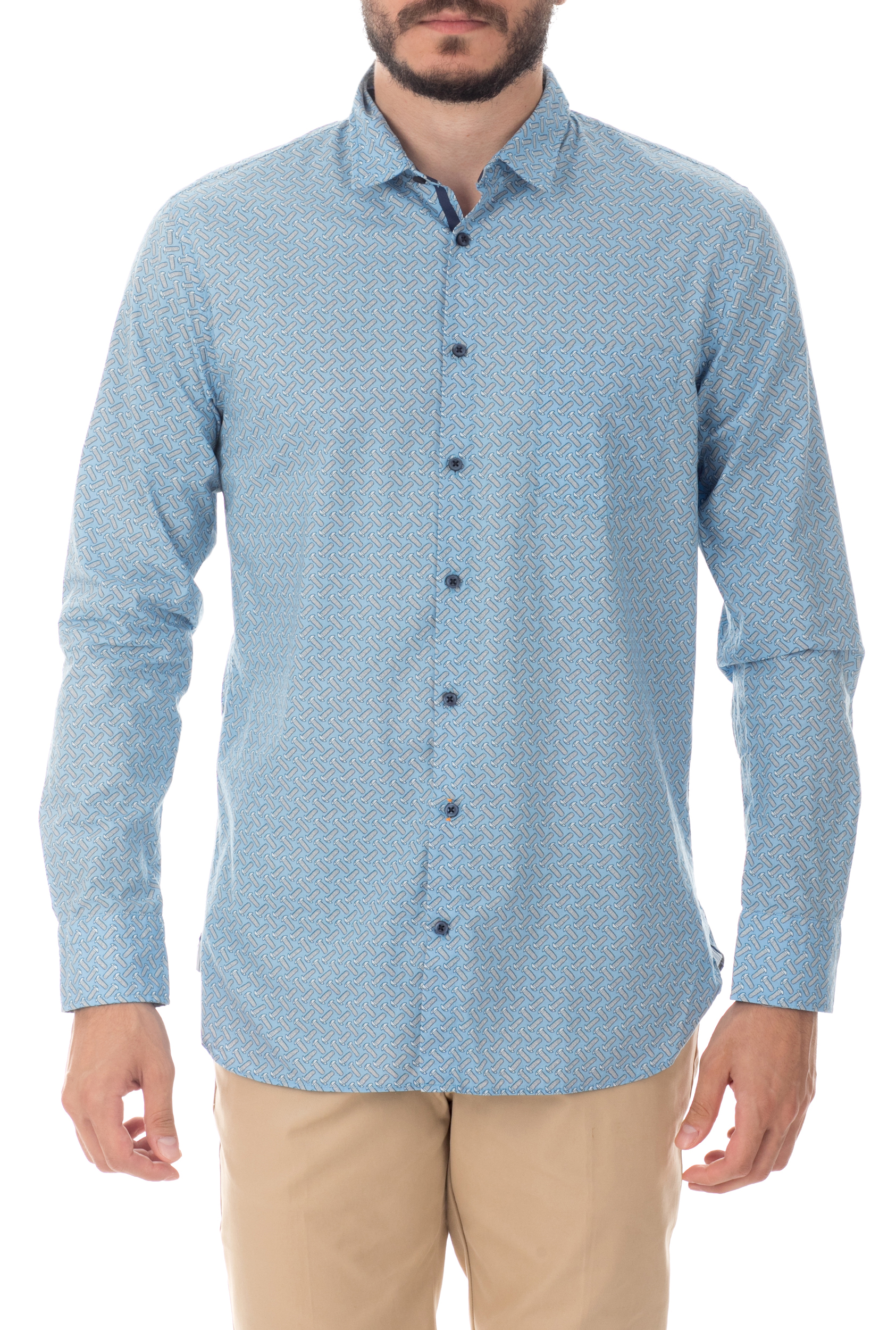 Ανδρικά/Ρούχα/Πουκάμισα/Μακρυμάνικα BOSS - Ανδρικό μακρυμάνικο πουκάμισο BOSS μπλε