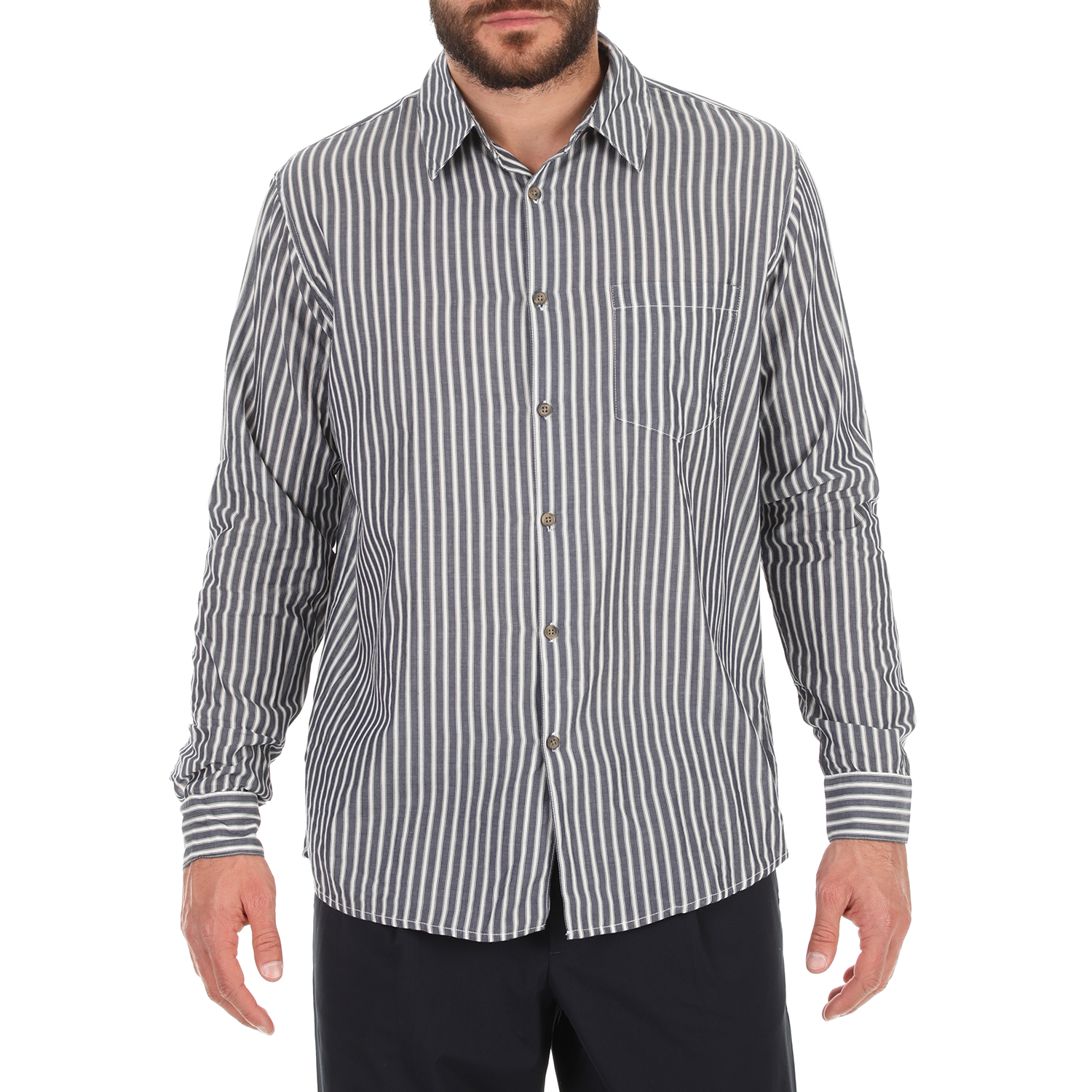 Ανδρικά/Ρούχα/Πουκάμισα/Μακρυμάνικα AMERICAN VINTAGE - Ανδρικό πουκάμισο AMERICAN VINTAGE μπλε λευκό