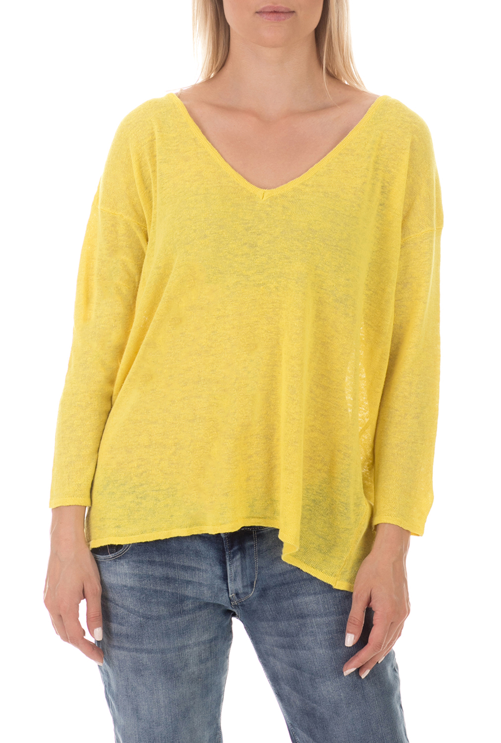 AMERICAN VINTAGE - Γυναικεία πλεκτή μπλούζα AMERICAN VINTAGE κίτρινη Γυναικεία/Ρούχα/Μπλούζες/Μακρυμάνικες