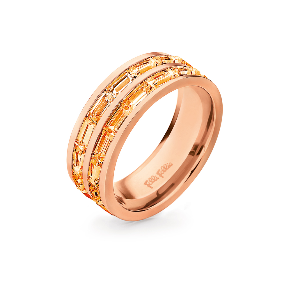 Γυναικεία/Αξεσουάρ/Κοσμήματα/Δαχτυλίδια FOLLI FOLLIE - Επίχρυσο δαχτυλίδι από ατσάλι FOLLI FOLLIE ροζ-χρυσό