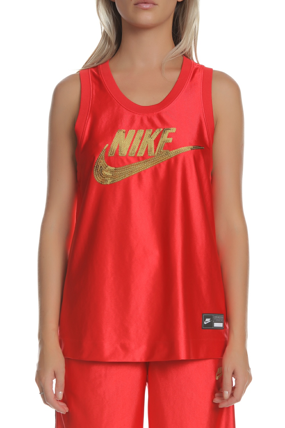 NIKE - Γυναικεία αμάνικη μπλούζα NIKE JERSEY GLM κόκκινη Γυναικεία/Ρούχα/Αθλητικά/T-shirt-Τοπ