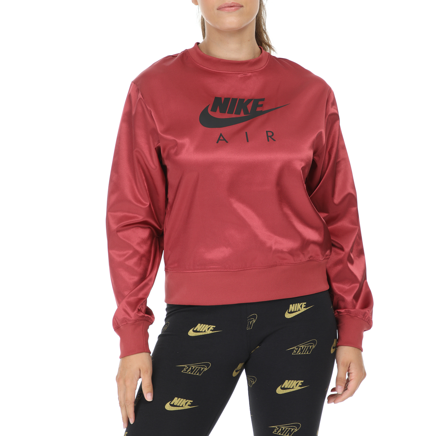 Γυναικεία/Ρούχα/Αθλητικά/Φούτερ-Μακρυμάνικα NIKE - Γυναικεία μπλούζα φούτερ NIKE NSW AIR CREW SATIN κόκκινη