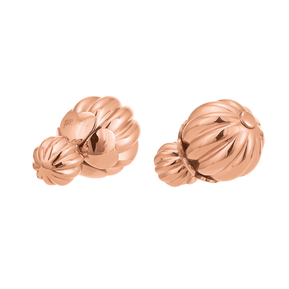 FOLLI FOLLIE Γυναικεία καρφωτά σκουλαρίκια ατσάλινα FOLLI FOLLIE Style Fairy ροζ-χρυσά