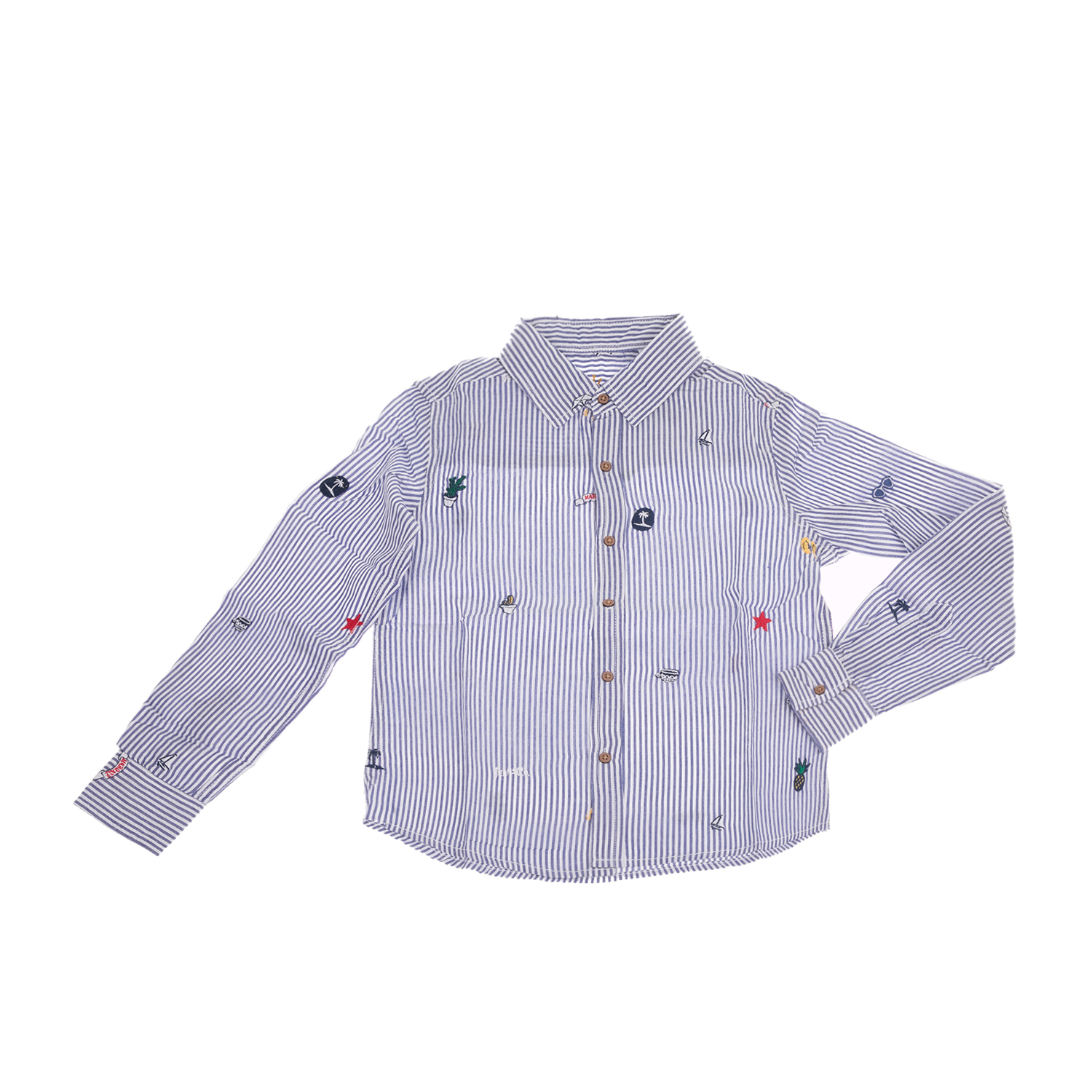 SAM 0-13 Παιδικό μακρυμάνικο πουκάμισο με κέντημα SAM 0-13 ριγέ
