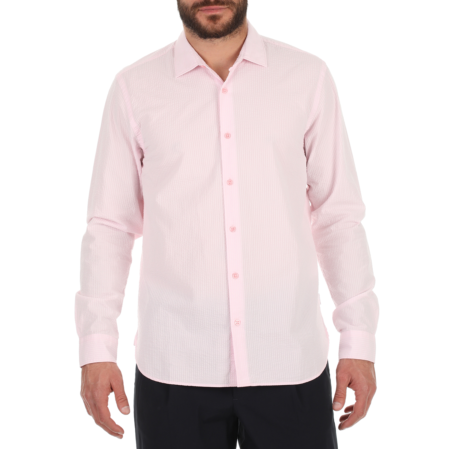Ανδρικά/Ρούχα/Πουκάμισα/Μακρυμάνικα ORLEBAR BROWN - Ανδρικό πουκάμισο ORLEBAR BROWN Giles Seersucker C ροζ