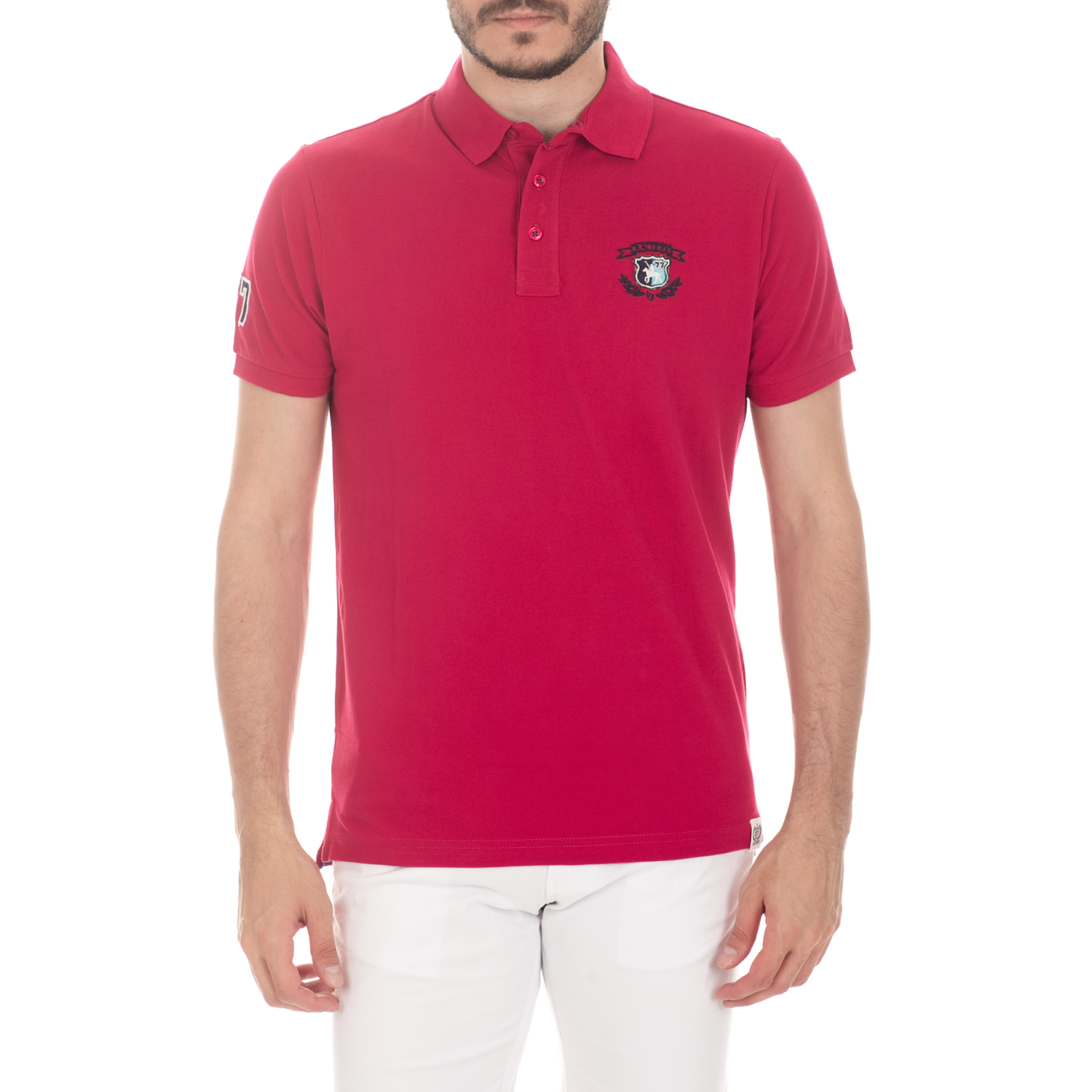 BATTERY - Ανδρική μπλούζα BATTERY κόκκινη Ανδρικά/Ρούχα/Μπλούζες/Πόλο