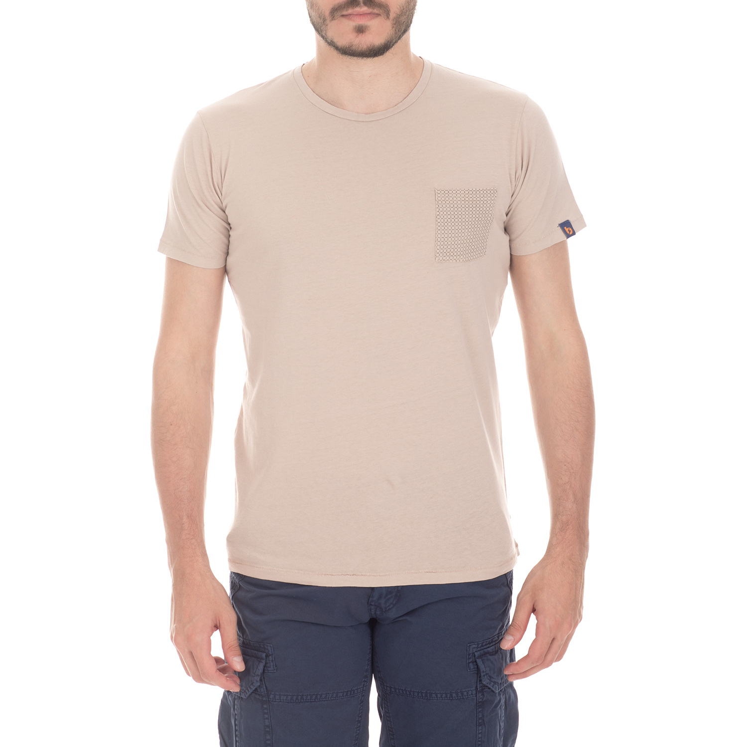 BATTERY - Ανδρική μπλούζα BATTERY ροζ-μπεζ Ανδρικά/Ρούχα/Μπλούζες/Κοντομάνικες