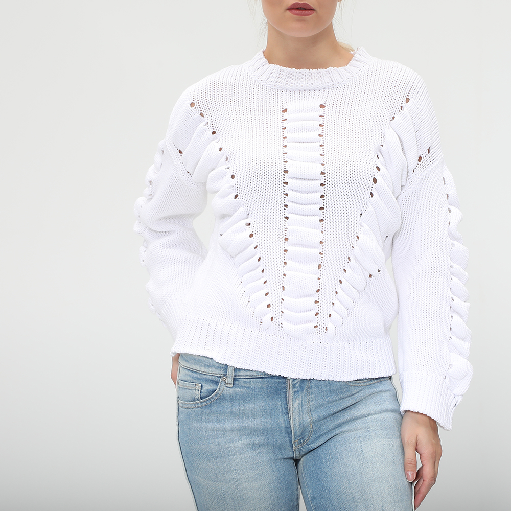 Γυναικεία/Ρούχα/Πλεκτά-Ζακέτες/Πουλόβερ BOSS - Γυναικείο πουλόβερ BOSS IKARA λευκό