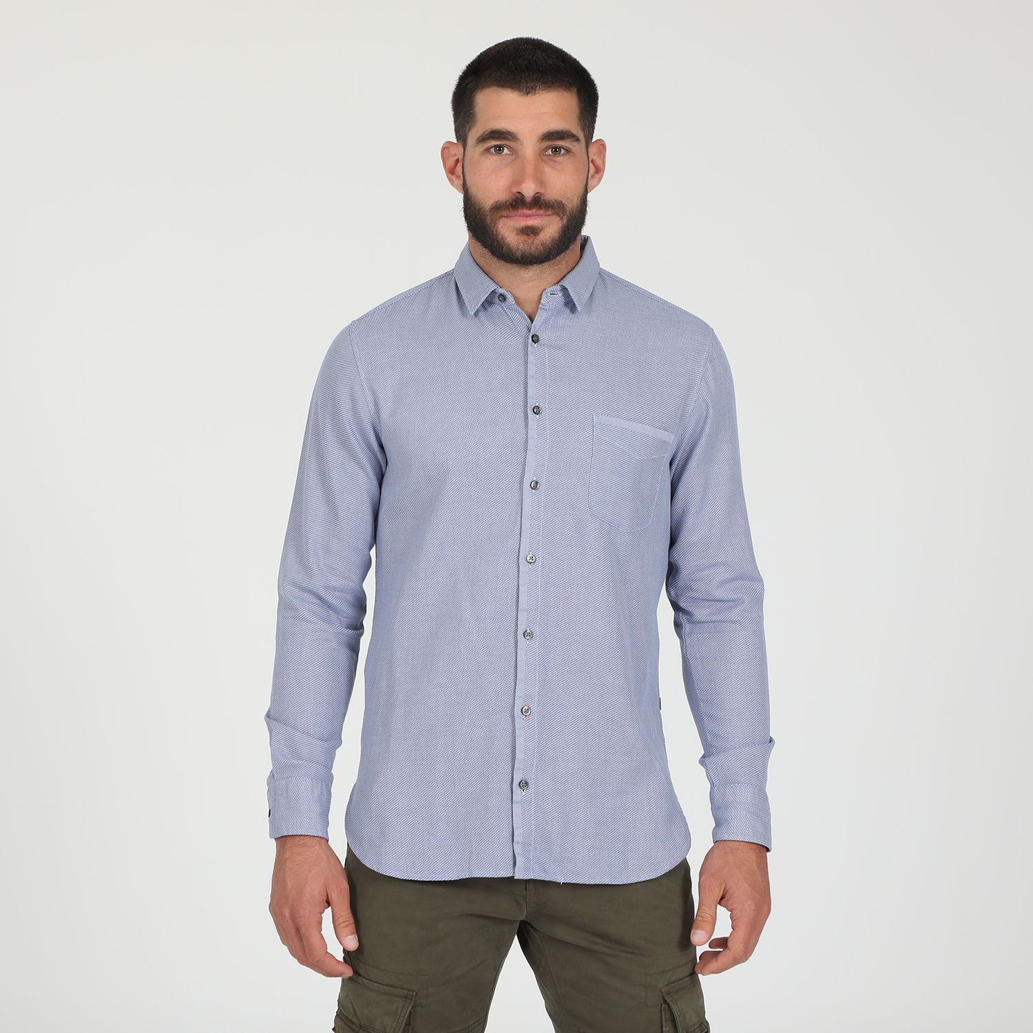 Ανδρικά/Ρούχα/Πουκάμισα/Μακρυμάνικα BOSS - Ανδρικό πουκάμισο BOSS CASUAL MAGNETON μπλε λευκό
