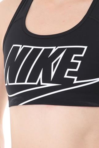 NIKE-Γυναικείο αθλητικό μπουστάκι NIKE SWOOSH FUTURA μαύρο λευκό