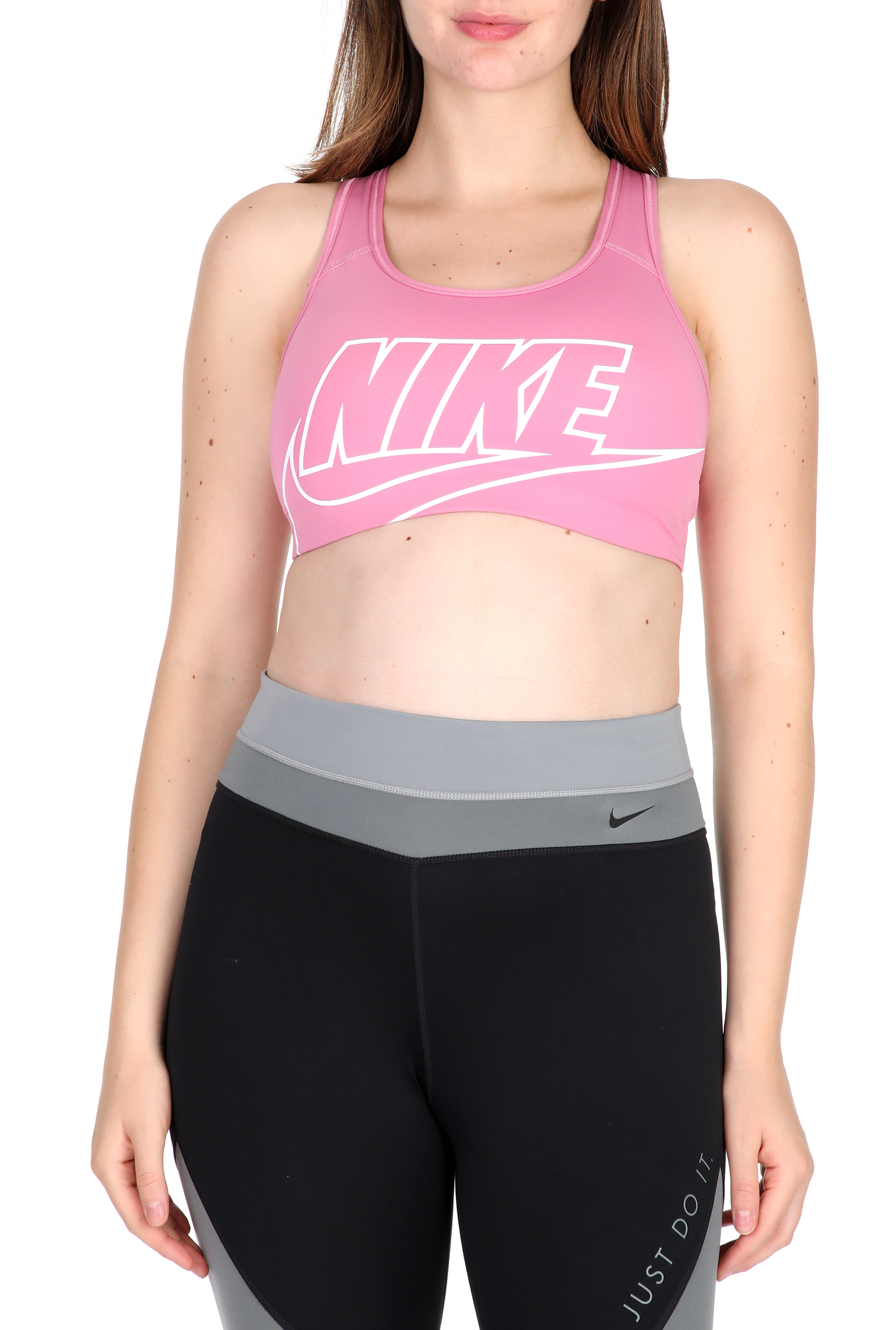 NIKE - Γυναικείο αθλητικό μπουστάκι NIKE SWOOSH FUTURA BRA ροζ Γυναικεία/Ρούχα/Αθλητικά/Μπουστάκια