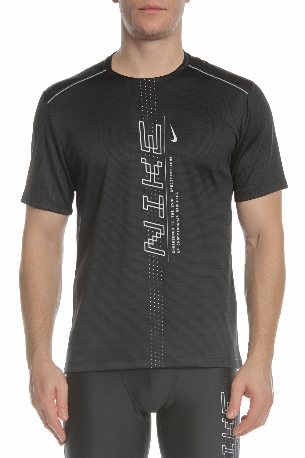 Ανδρικά/Ρούχα/Αθλητικά/T-shirt NIKE - Ανδρική μπλούζα NIKE MILER SS PO GX FF μαύρη